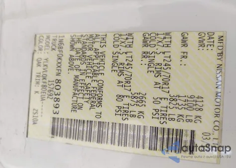 2015 Nissan Nv Cargo Nv2500 Hd S V6 из США, поврежденный, VIN 1N6BF0KXXFN803893